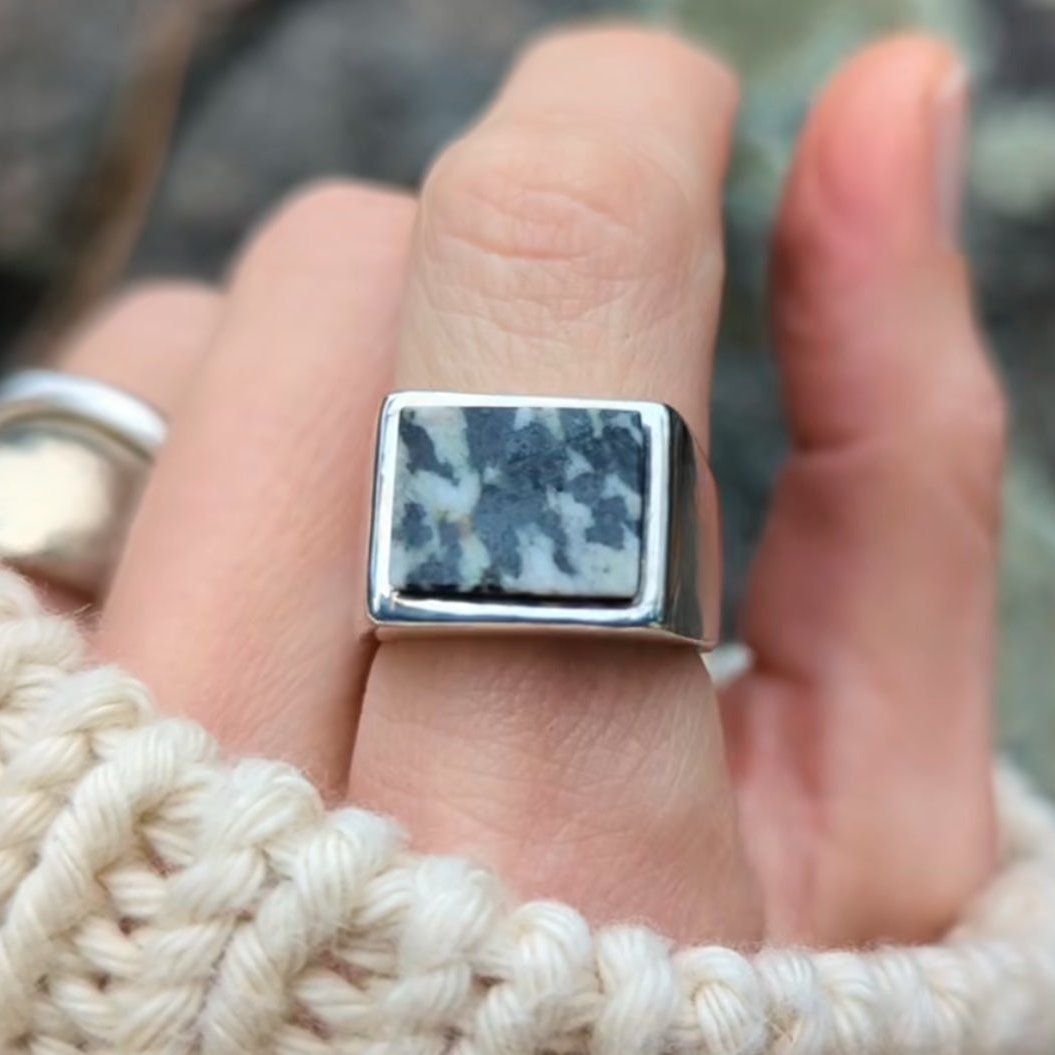 HEAVY SQUARE YUBA RIVER SIGNET RING || LEORA CORONEL