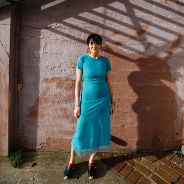 TEAL FITTED MESH T-SHIRT DRESS || ALI GOLDEN KITKITDIZZI TEAL FITTED MESH T-SHIRT DRESS || ALI GOLDEN KITKITDIZZI