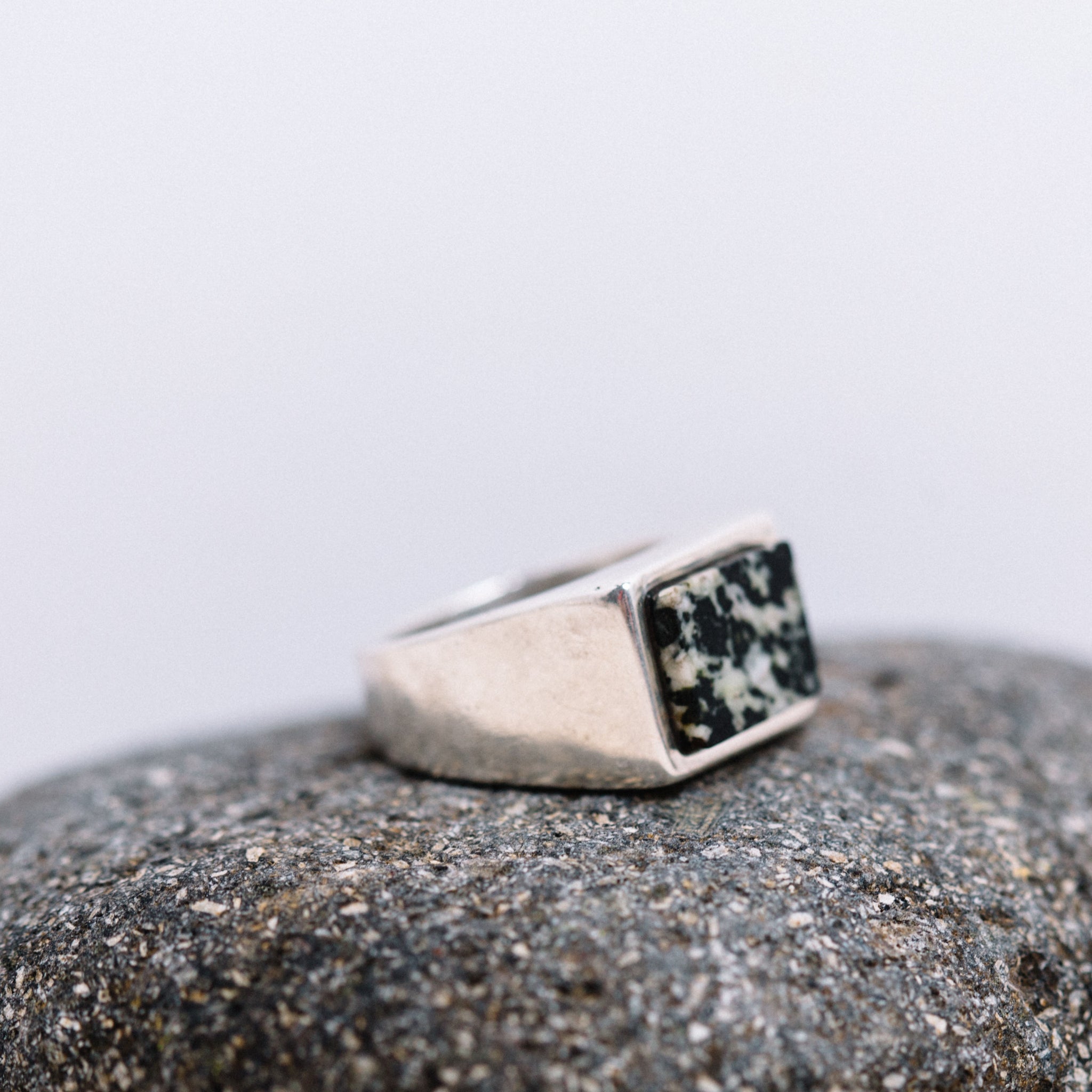 HEAVY SQUARE YUBA RIVER SIGNET RING || LEORA CORONEL
