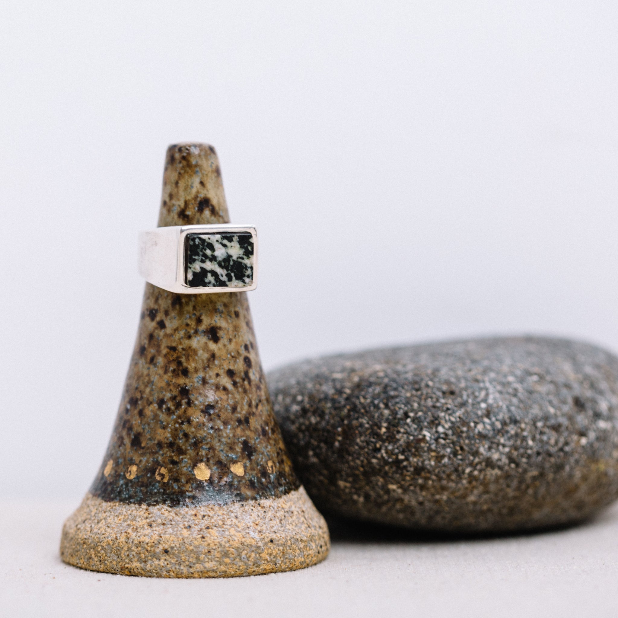 HEAVY SQUARE YUBA RIVER SIGNET RING || LEORA CORONEL