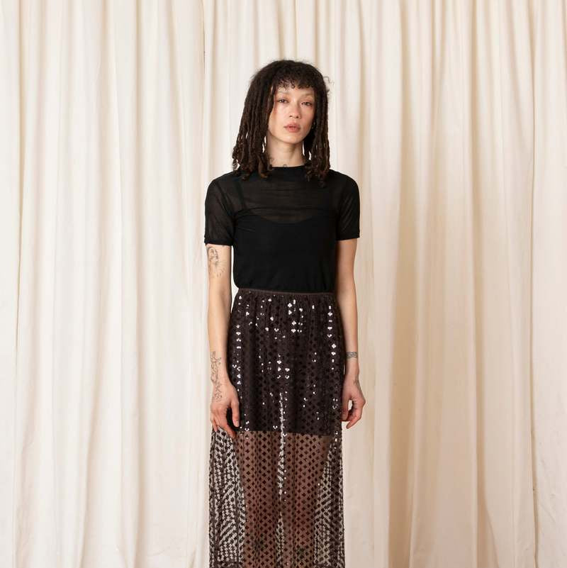 BLACK MESH T SHIRT || ALI GOLDEN