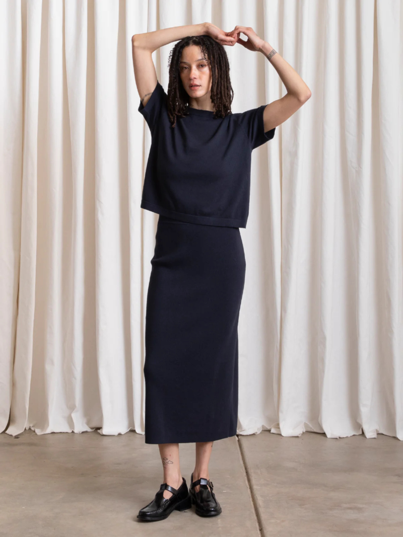 THICK KNIT PENCIL SKIRT || ALI GOLDEN