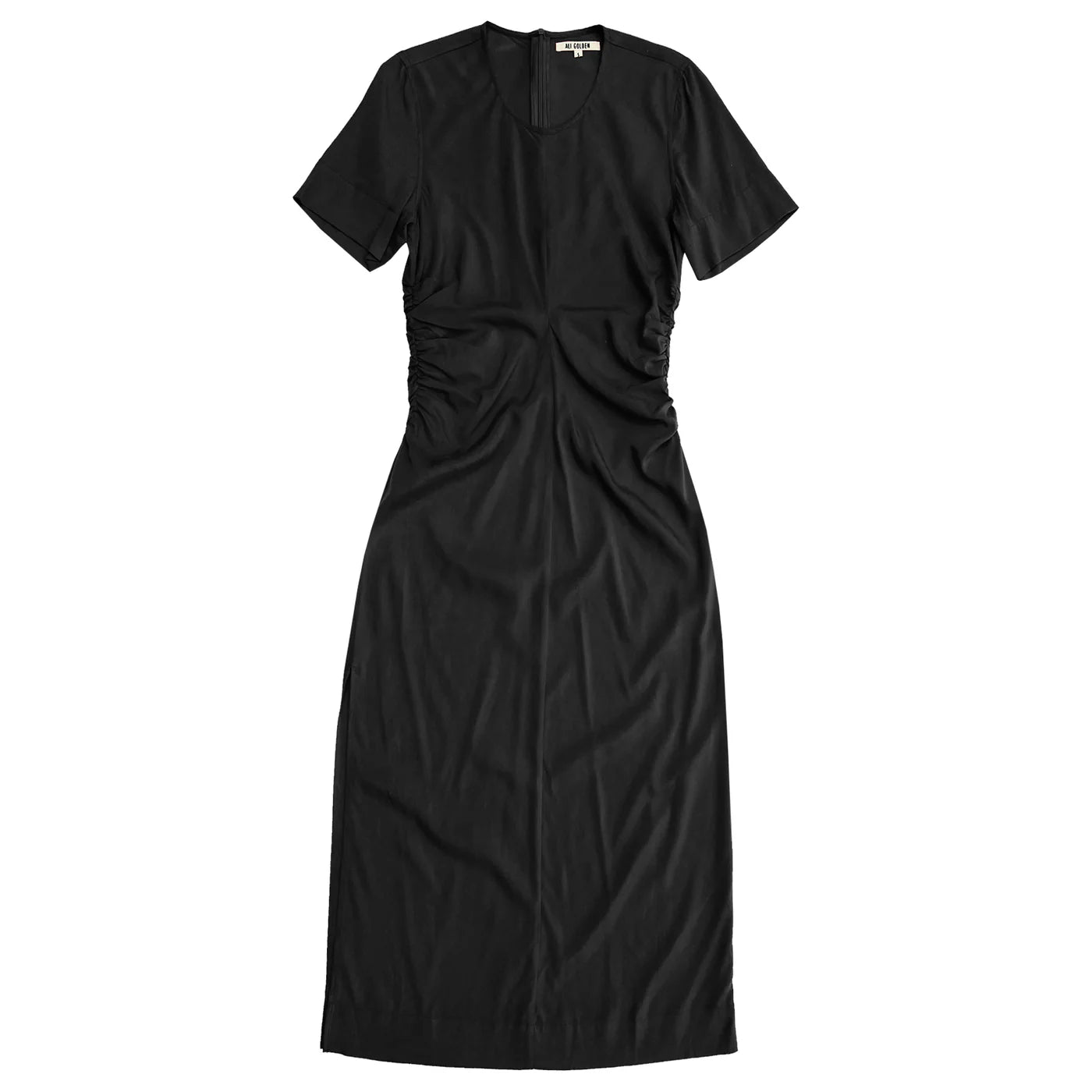 BLACK SIDE RUCHED FORM DRESS || ALI GOLDEN