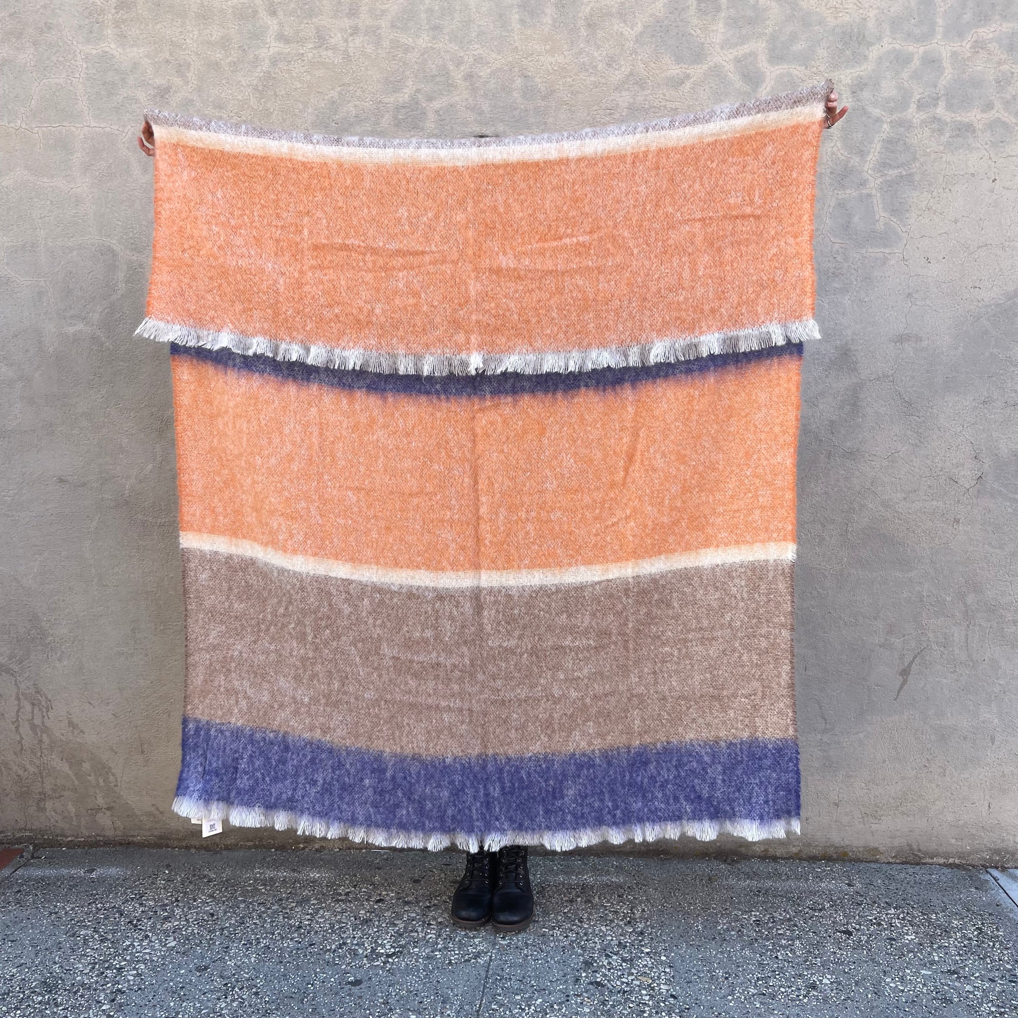 TANGERINE SILARE MOHAIR THROW || CUSHENDALE WOOLLEN MILLS